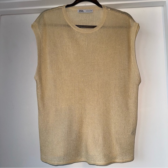 Zara Tops - Zara Light Yellow Sleeveless Knit Top